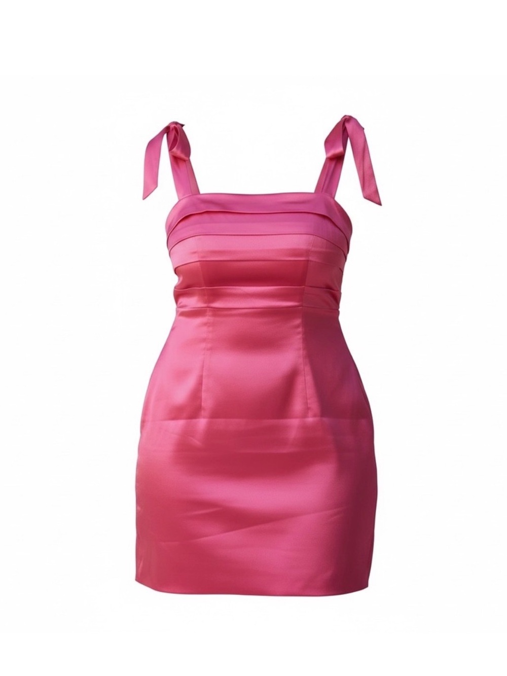 NWT Faeriesty Hot Pink satin Tie- Strap Mini Dress Size 0
